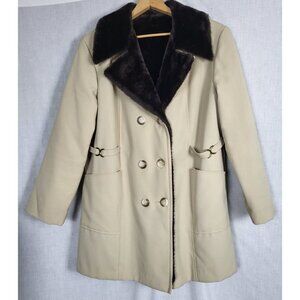Vintage Women's Lined Trench Tan Coat Winter Long Warm Coat Sz M? Unisex